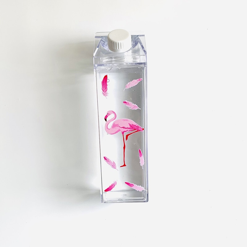 Diy-mönster vattenflaska -500ml juiceflaskor-rolig snygg vattenflaska i plast-klar mjölkkartong flaska vatten