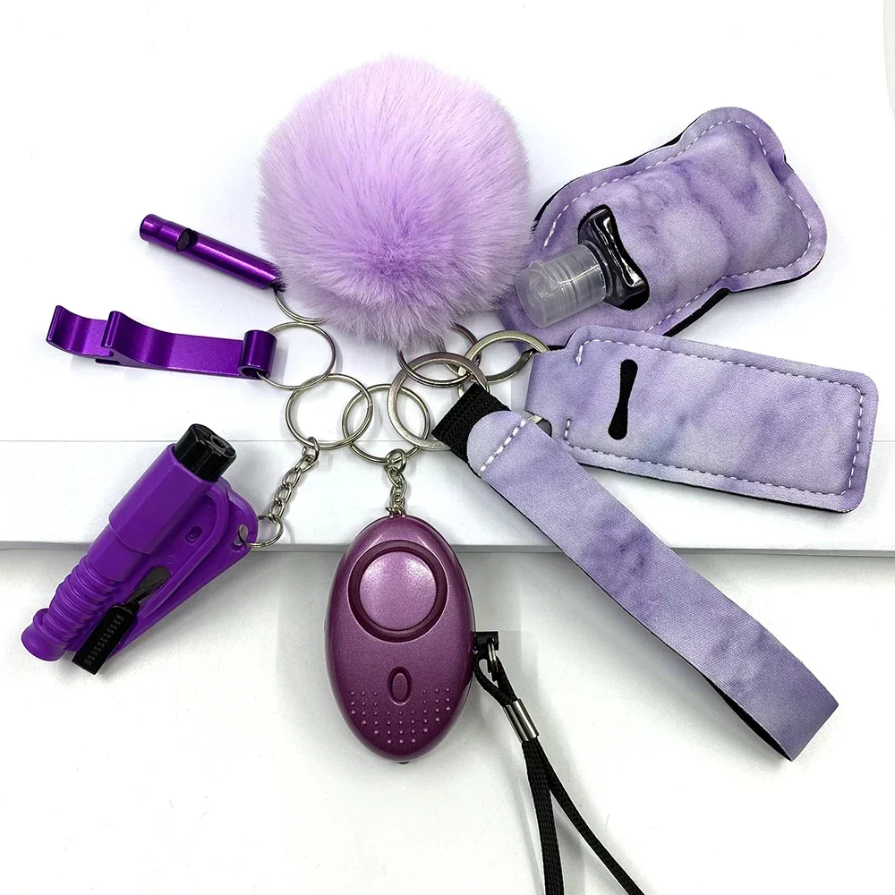 Veiligheidssleutelhanger Volledige set Zelfverdedigingssleutelhanger Set met persoonlijke alarmaccessoires voor vrouwen en meisjes: Geel