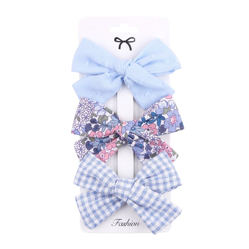 Baby Bogen Haarnadel Mädchen Haar Clip Baumwolle Spitze Barette Für freundlicher Headwear Säuglings Blumen Karierten Clips Babys Nette Zubehör 3/4Stck: 4