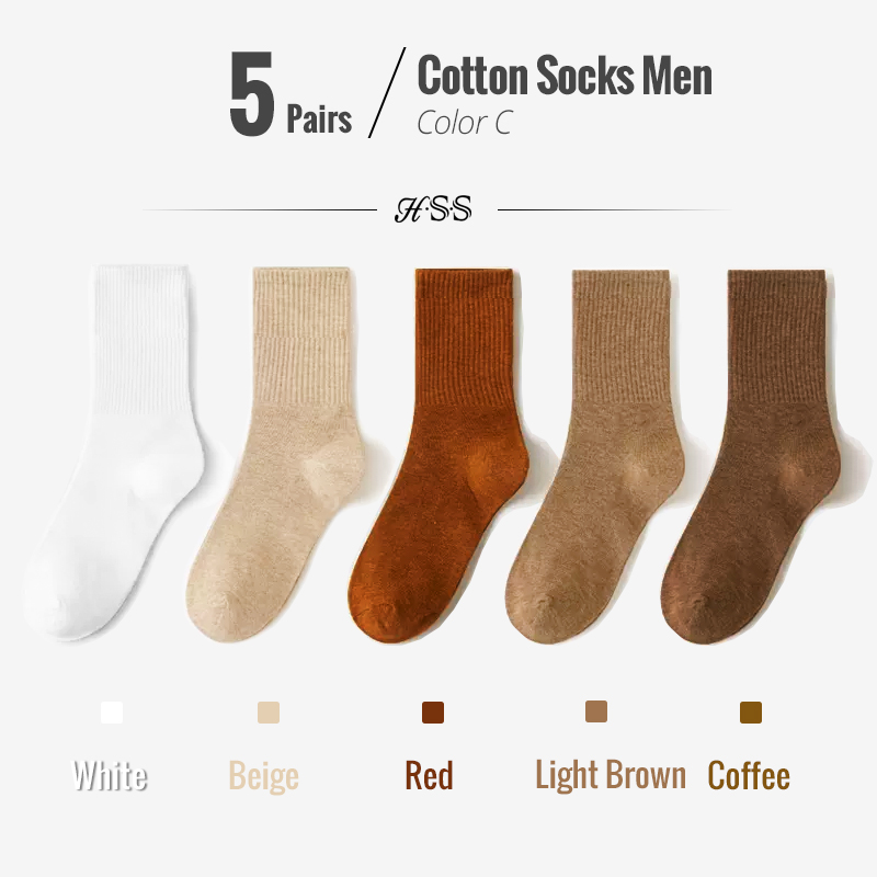 5/10 paires 95% coton peigné chaussettes hommes robe d'affaires chaussettes longues doux respirant printemps été chaussette colorée pour homme 5 paires/lot: Bleu jaune