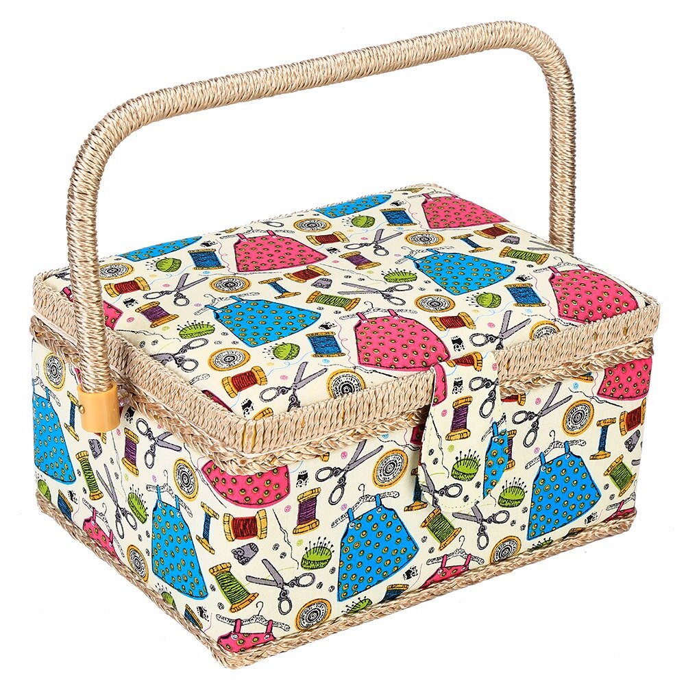 3 Colors Craft Sewing Tool Needle Thread Basket Fabric Household Storage Box Sewing Box Organizer with Sewing Accessories: A