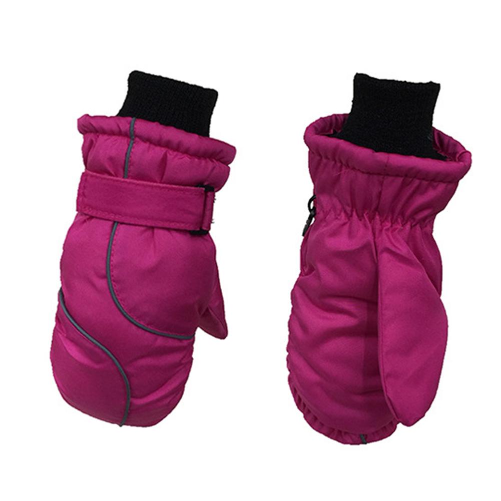 Children's Thick Warm Gloves Winter Ski Waterproof Windproof Gloves Children Outdoor Play Snow Antifreeze Gloves: Hot Pink