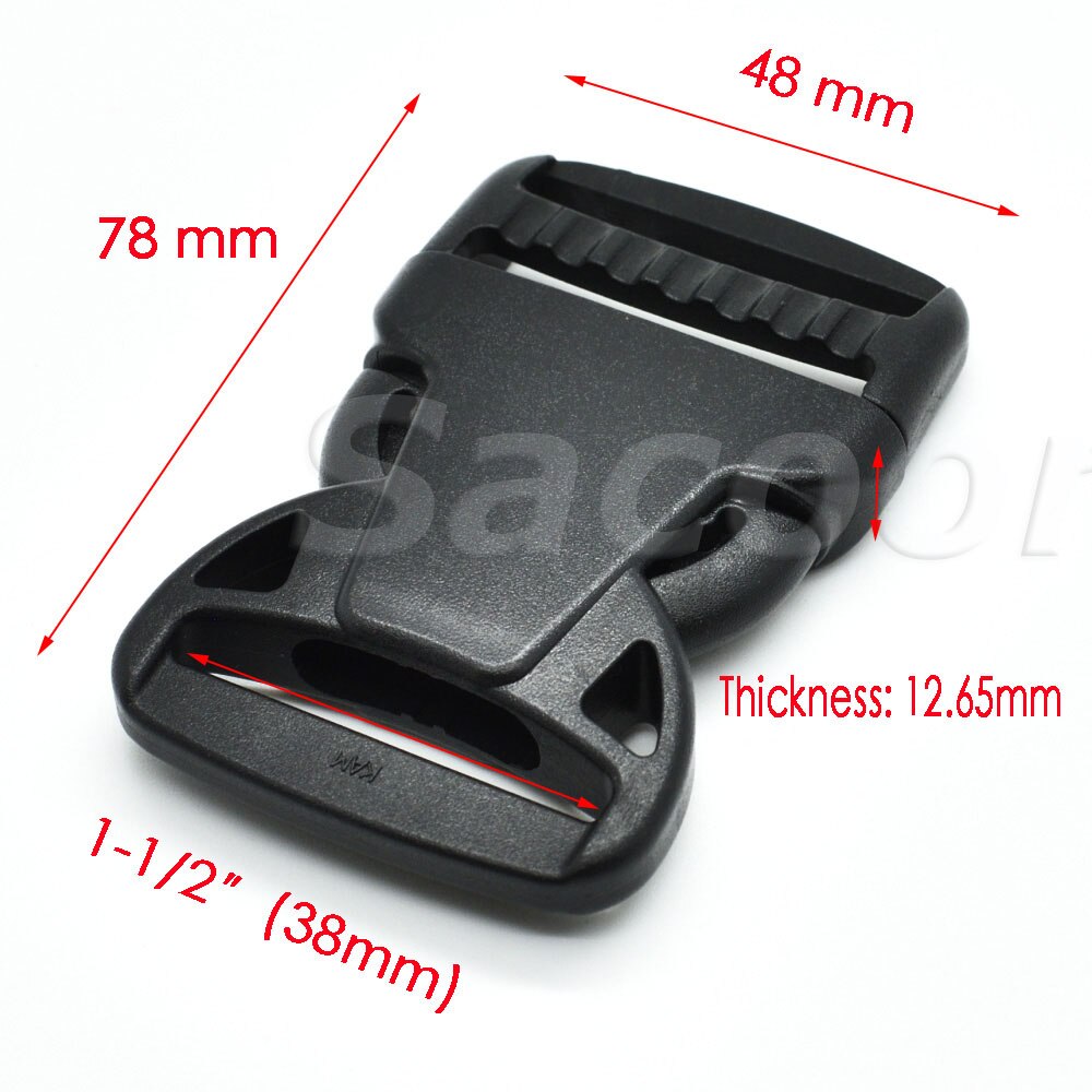 1pcs/pack Plastic Side Release Buckle Belt Buckle Package accessories Ribbon Slider Dog Collar Black: Webbing Size 38mm