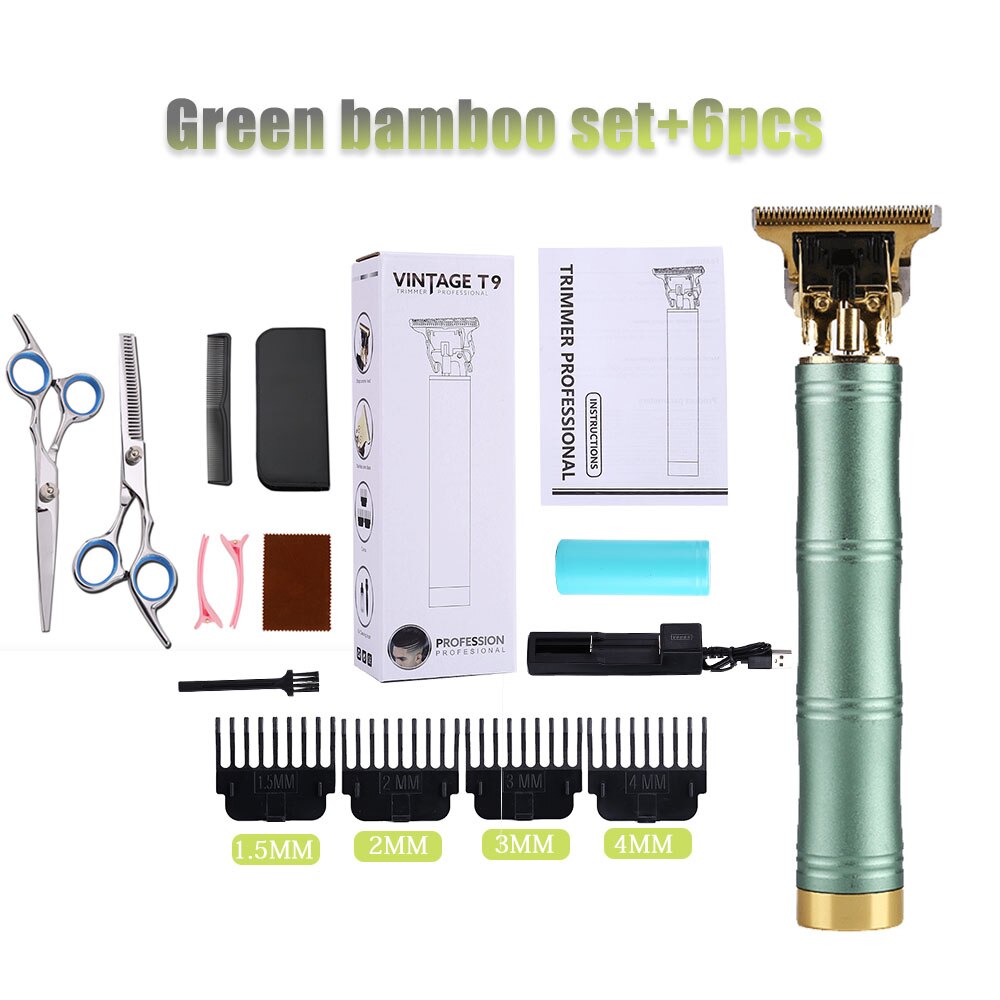 Recharge Clipper Hair Mower Haircut Machine Portable Trimmer Cutter Electric Formen Beard Shaver Hairstyle Cutting: Green bamboo 2