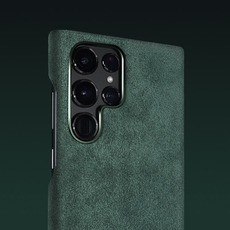 Italienische alcantara-hülle für samsung galaxy  s22 ultra 5g business, schutzhülle für samsung galaxy  s22 ultra, rückseite: Grün