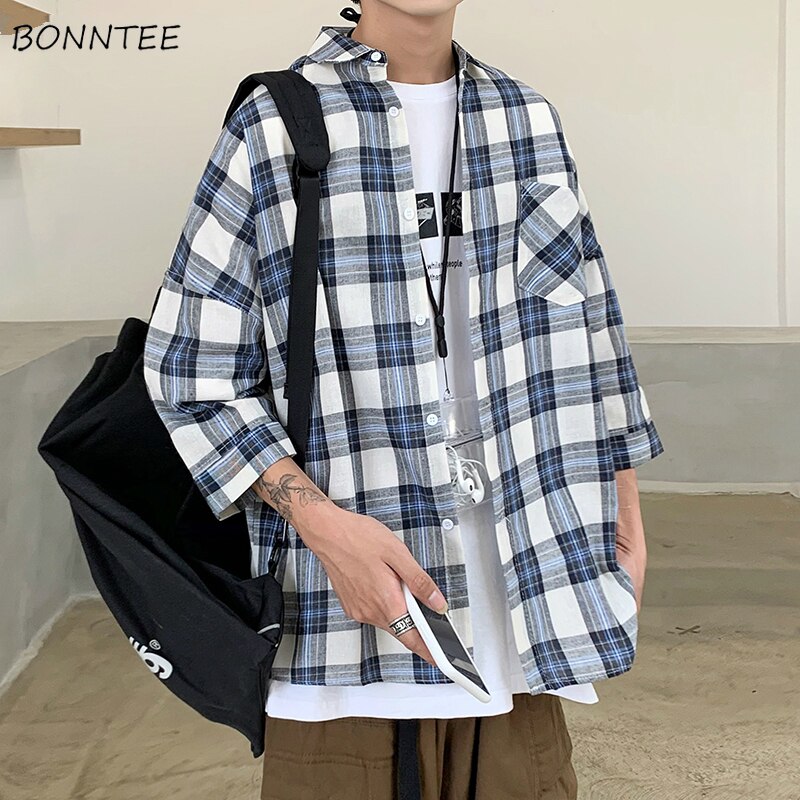 baggy plaid shirt