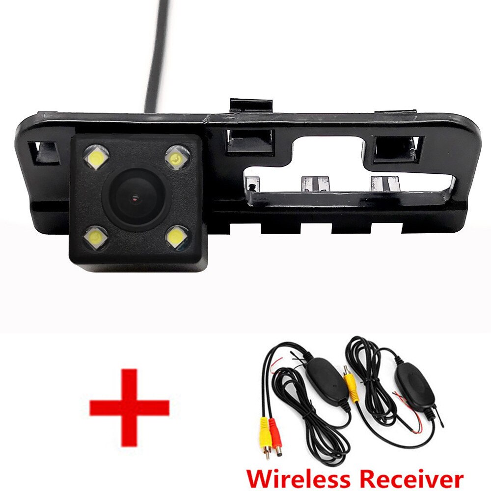 Fisheye HD Dynamic Trajectory Wireless Car Rear View Backup Parking Camera For Honda Civic 2006 2007 MK8: Wireless 4LED / Fixed Parking Line