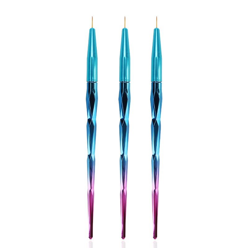 Stylo à ongles en métal, 3 pièces/lot, stylo à dessin, Gel, grille, lignes, rayures, peinture, manucure, vernis à ongles: L34