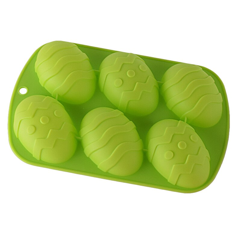 6 Cavity Easter Egg Shaped Silicone Baking Mold 3D Cake Mold Muffin Chocolate Cookie Baking Mould Pan Ice Maker Mould: Green