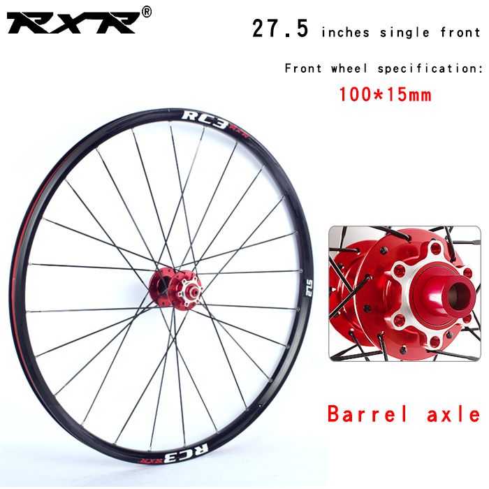 RXR-Rueda con cubo para bicicleta de montaña, neumático para bici MTB o de campo, 27.5, RC3, juego de cojinete de carbono, llanta de aleación de aluminio: 27.5 Red  front TA