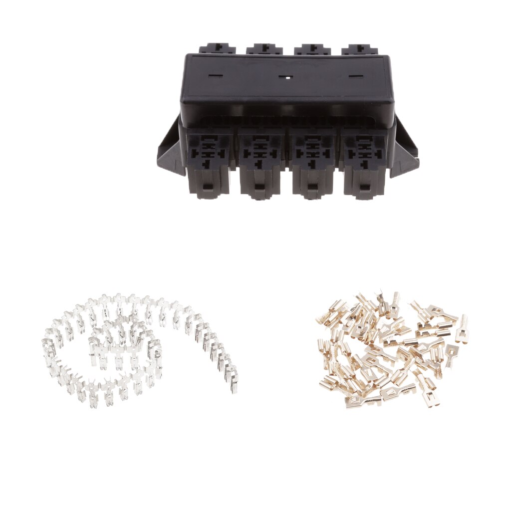 20 Way Circuit Blade Fuse Box Block 8 Relay Holder Spade Terminals Set
