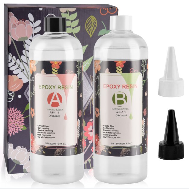 Pegamento de resina epoxi para fabricación de joyas, molde de silicona, arte de resina, alta adhesivo, 204ml/250ml/500ml, 1:1 AB: A500ml B500ml