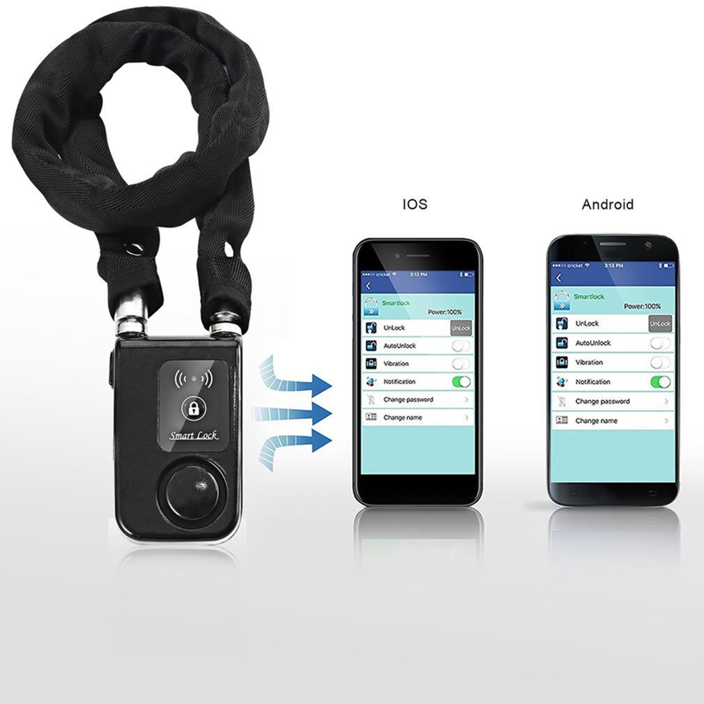 Super intelligent telefon app kontroll smart larmlås vattentätt 110db larm cykellås utomhus stöldskydd