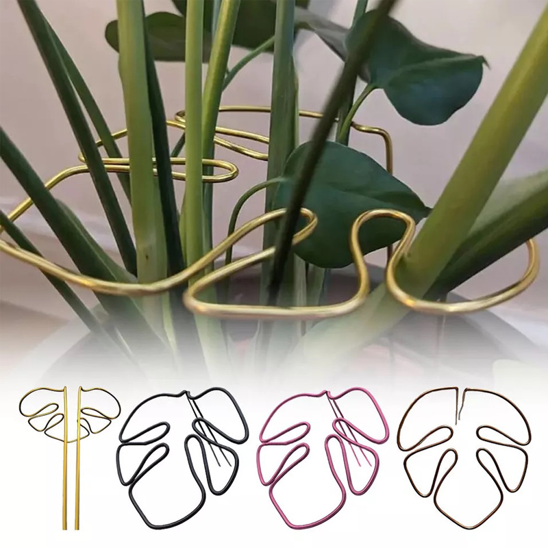 Monstera-formet plantestøttestang solid støttepinne i legering enkel montering dekorativ plantestativ for s/m plantetilbehør