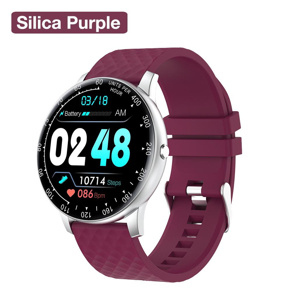 Einfache Stil voll berühren IP68 Wasserdichte Intelligente Uhr Schlank Sport Armbinde HD Bildschirm Gesundheit Überwachung Armbinde Smartwatch: Kieselsäure  Violett