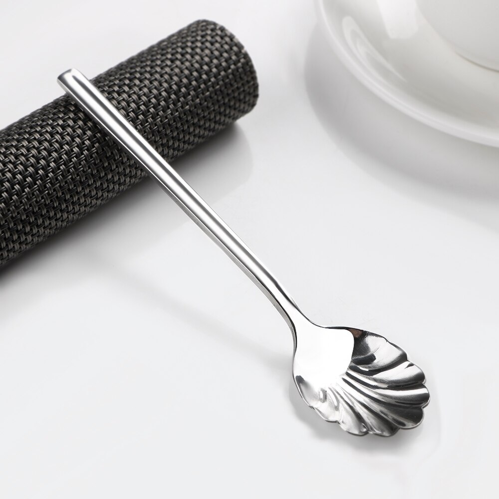 Leuke Shell Lepel Koffie Lepel Voor Bar Party Mini Rvs Servies Ijs Dessert Lepel Thuis Keuken Accessoires