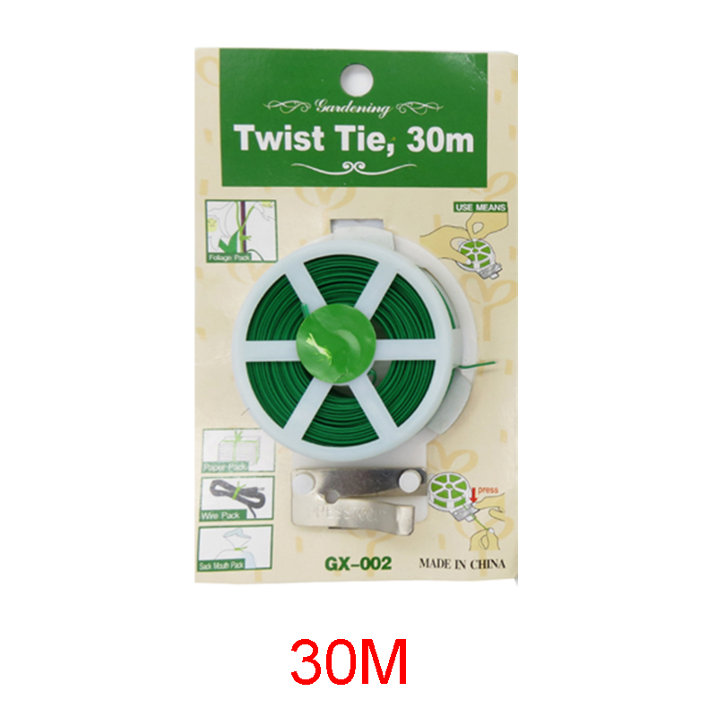 thumbnail interactive-video image 1 of 2 Rolls 100m Garden Plant Support Twist Tie Green Wire Strapping Rope With Built-in Cutter 1 of 6