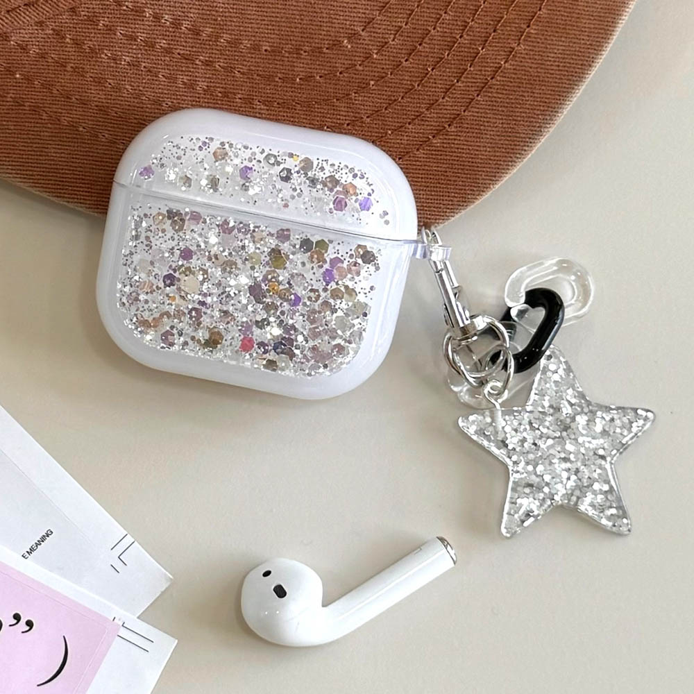 Glitter Sequins Bling Earphone Case For AirPods 1 2 3 4 Protective Cover Funda with Keychain for Apple Airpods 3rd 4th Gen Pro 2: 2XS / Olive