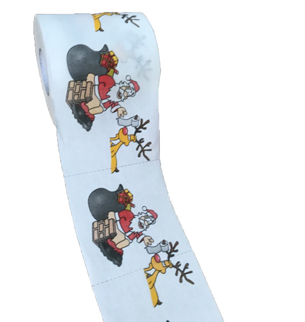 Papier de rouleau de noël, dessin animé mignon Santa Elk flocon de neige impression serviettes en papier pour le marché des toilettes de l'école de fête de la maison: A