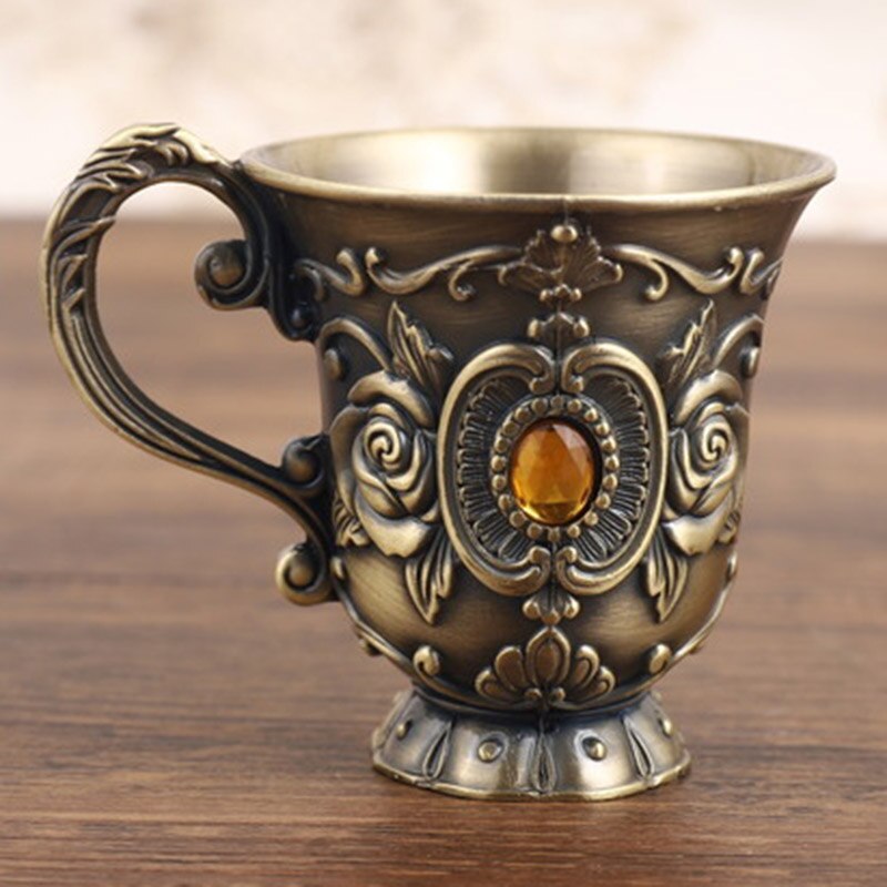Mellemøstlige håndværk gammeldags metal vintage lille bæger bryllup kop udskæring slot blomstermønster konge vinglas: Blomst stil