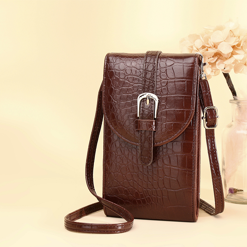 Sac de téléphone à bandoulière pour femmes, petit portefeuille pour dames, porte-cartes, , Mini bourse pour téléphone portable: Deep Coffee
