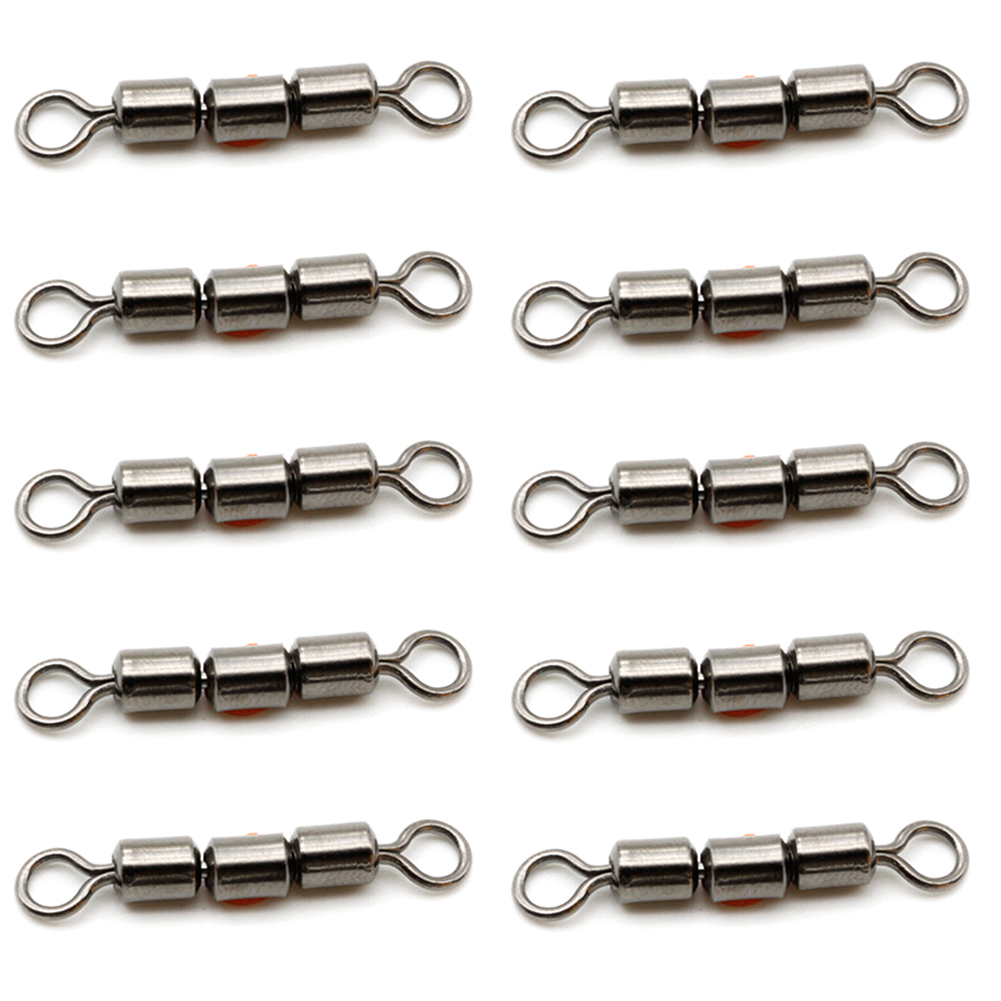 10pcs Rolling Spinning Lightweight Stainless Steel Portable Flexible Fishing Swivels Quick Connect Triple High Tensile Bearing