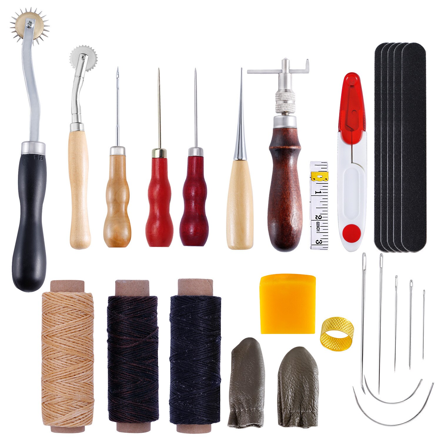 Leather Craft Punch Tools Set Kit Stitching Carving Working Sewing Saddle Groover Leather Crafts Tools Skiving Knife: V