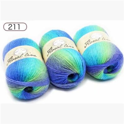 1pc 100g sektion farvet uld regnbue garn hånd strik hæklet tykt garn gør det selv håndværk varmt tørklæde sweater pude 360m: 211