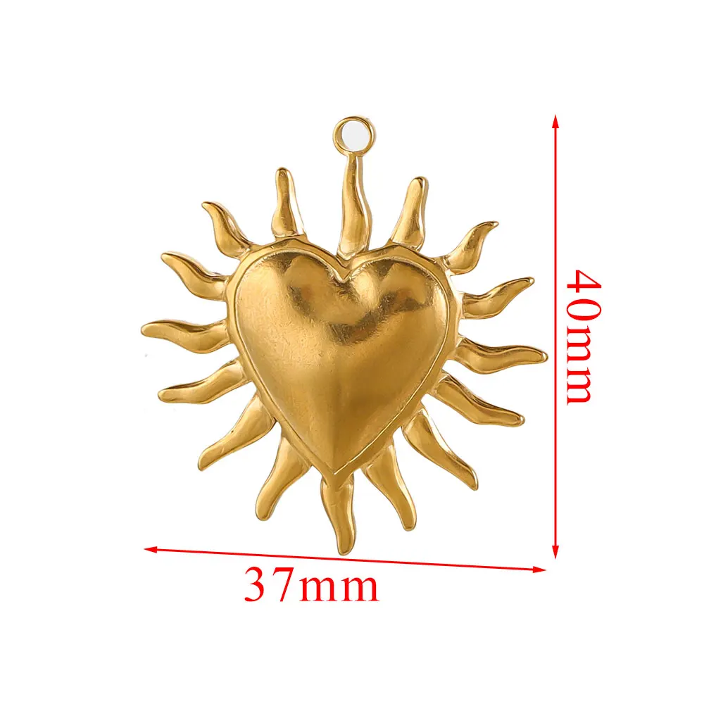 5 uds conectores de dijes de acero inoxidable corazón grande sol chapado en oro DIY collar pendientes joyería de materiales para hacer al por mayor: Morado