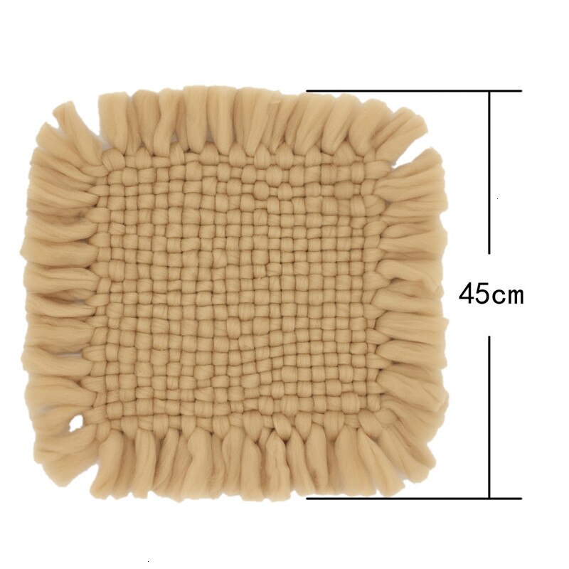 Nyfødt fotografering rekvisitter tilbehør hæklet chunky tæppe nyfødt skyde baggrund firkantet tæppe 45*45cm kurv fyldstof