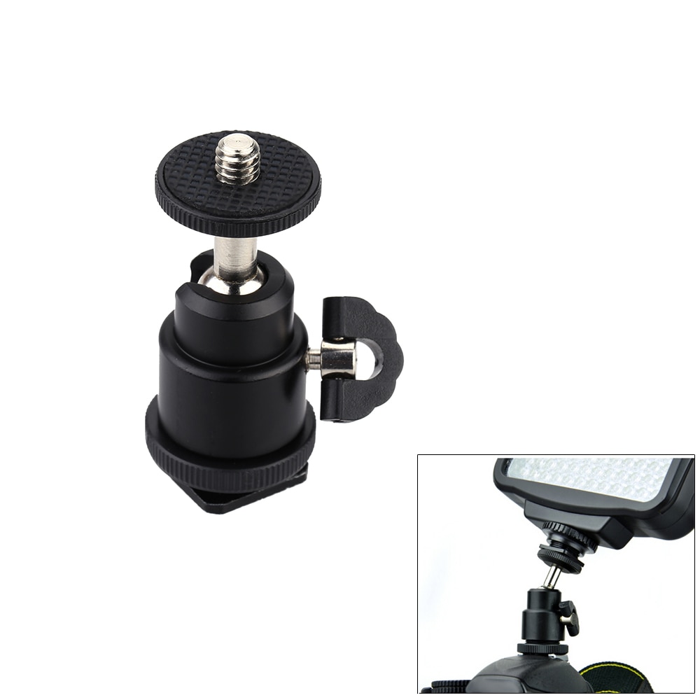 Andoer liga de alumínio fotografia mini bola cabeça 1/4 "montagem com sapato flash para dslr slr dc câmera mini dv monitor etc