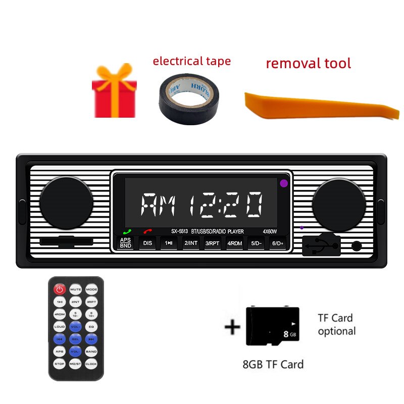 1 din coche radio Bluetooth vintage coche Radio MP3 jugador estéreo AUX USB clásico de Audio: With 16GB SD Card