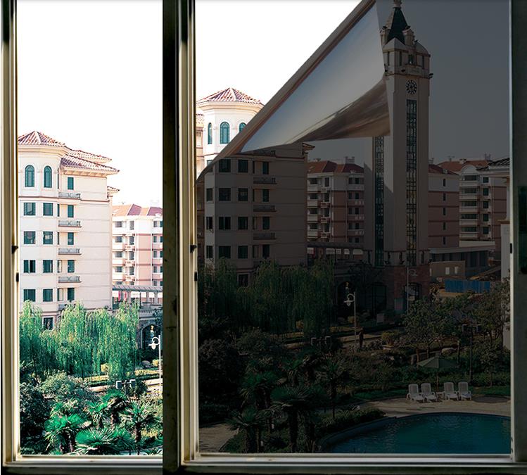 One-way perspective privacy sunshade household cellophane sticker heat insulation film window sunscreen glass film: one side black / width 58cm