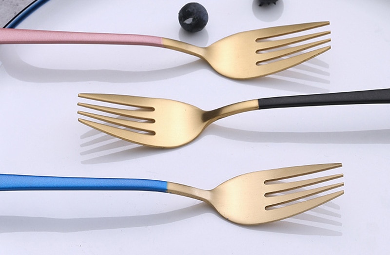 Photo Photography Background Props Black Silver Gold Tableware Set Spoon Fork Knife Set for Fine Western Food