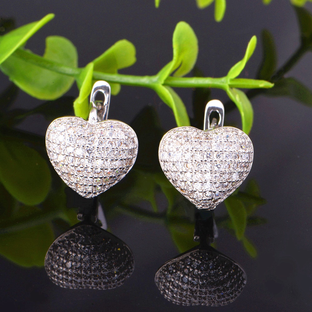 Uloveido Heart Necklace Earring Ring Jewelry Set Crystal Women Silver Color Wedding Bridal Jewelry Sets 49%off T004