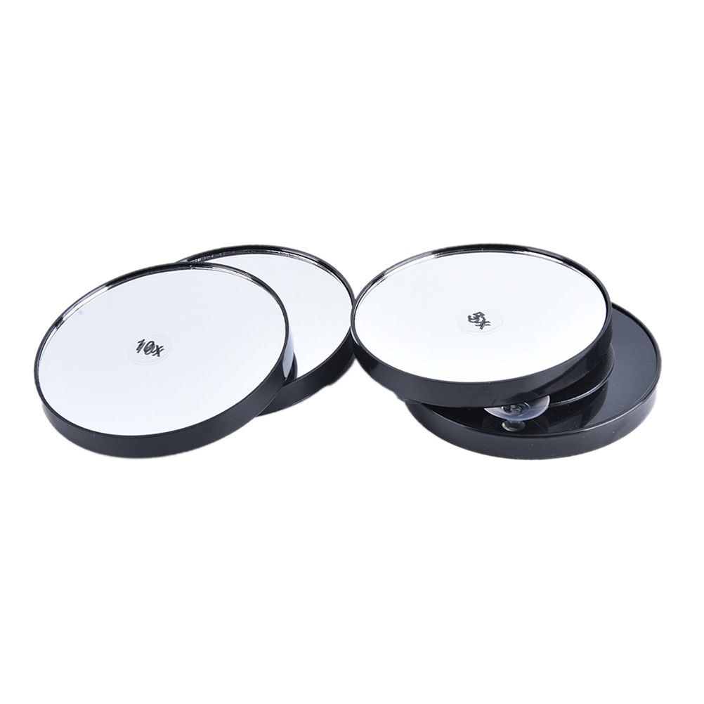 Espejo de belleza con ventosa para ducha de baño, Mini espejo negro con aumento de 3/5/10/15X, 1 Uds.