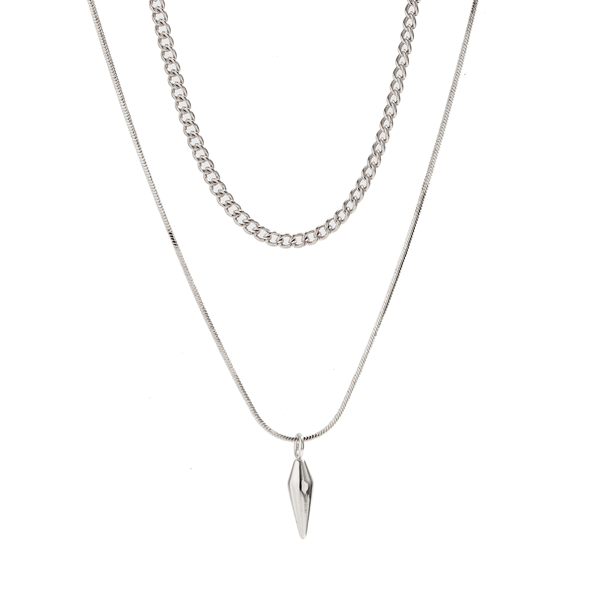 KunJoe 2 unids/set de colgante de remache de Metal de acero inoxidable, collar de cadena de serpiente fina para hombres, gargantilla de cadena de eslabones cubanos de Color plata Punk