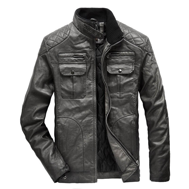 Efterår vinter læderjakke mænd vintage moto&biker læderfrakke mænd varm vindjakke pu jaqueta de couro overtøj mænd s-xxxl