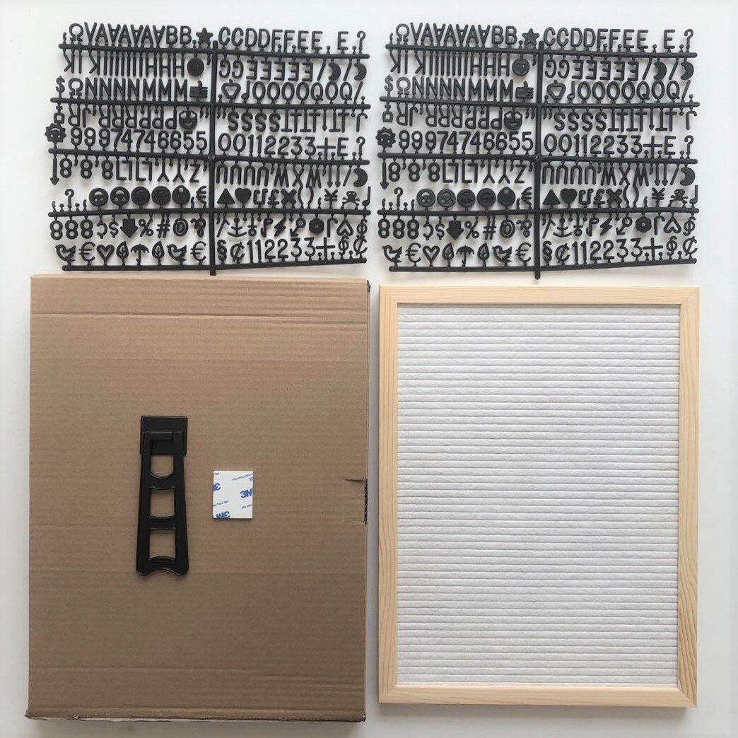 30x40cm Felt Letter Board Rectangle Nordic Wooden Frame Baby Sign Characters Home Office Message Boards Including 460 Letters: white