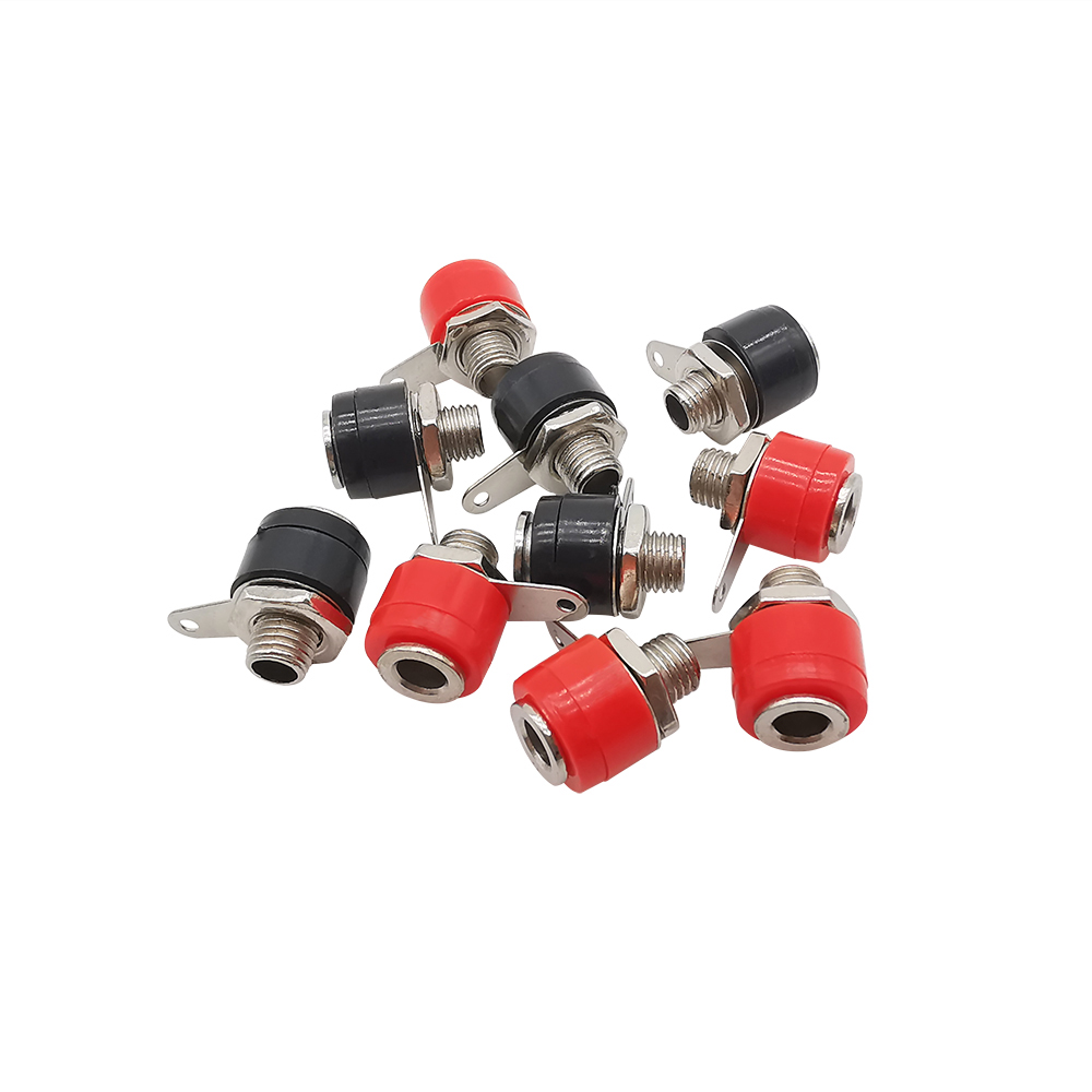 10Pcs Black Red 4mm Banana Female Socket Jack Binding Post Nut Connector 4mm Banana Plug Adapter