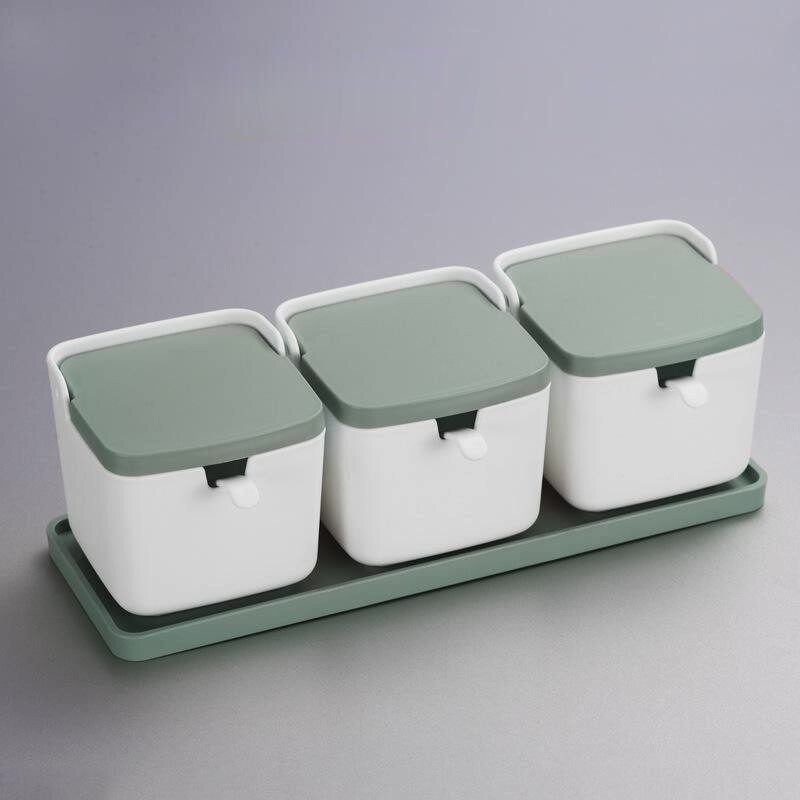 1 Set Plastic Sugar Bowl with Spoon Kitchen Salt Container Salt And Pepper Spice Bottle: 10