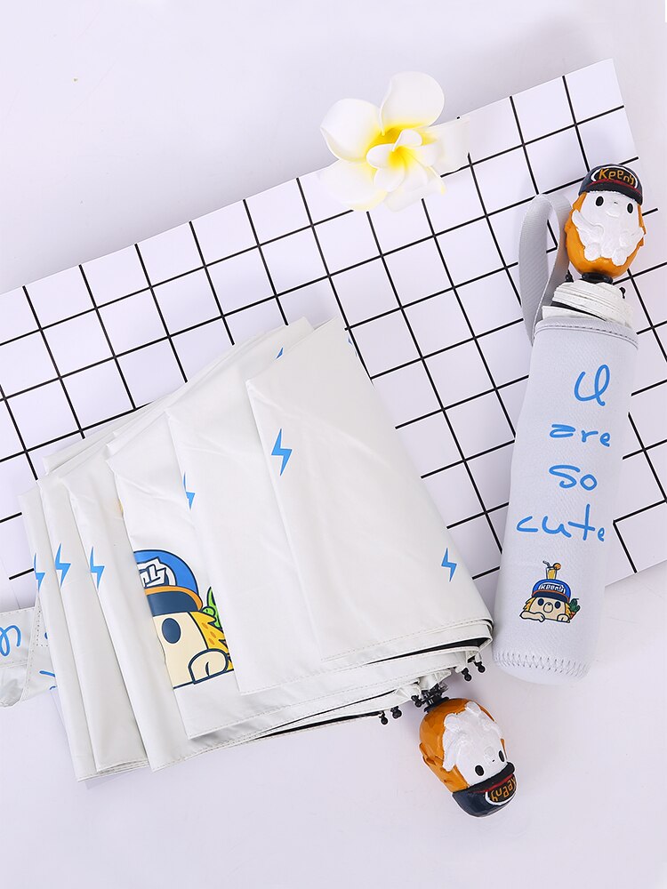 Creatieve Leuke Cartoon Paraplu Flamingo Dier Zon Regen Houtsnijwerk Handvat Paraplu Meisje Volwassen Zon Meisje Paraplu 3 Vouwen U5U