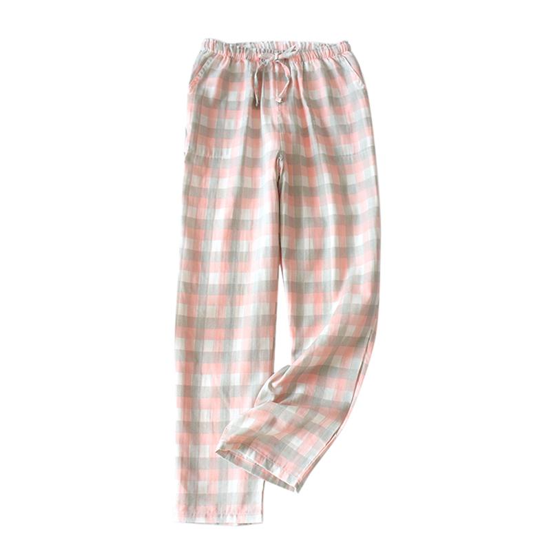 Autumn Women Pajama Pants Casual Loose Pink Green Plaid Pajamas Trousers Comfy Breathable Female Sleep Bottoms Sleepwear