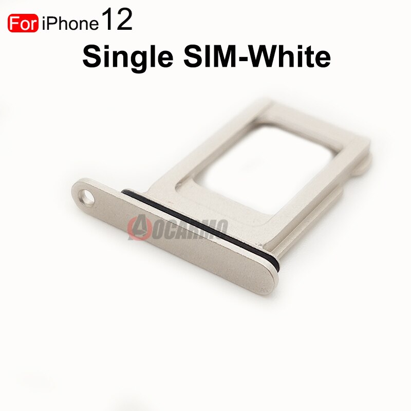 Duplo &amp; único cartão sim para iphone 12 titular bandeja de cartão sim slot titular adaptador soquete peças reposição: Single----White