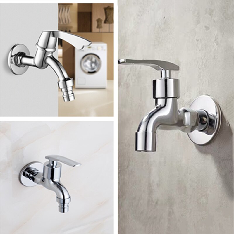 WZLY Faucets Chrome Bibcock Brass Bathroom Single Cold Taps Washing Machine Faucet Toilet Mop Pool Taps Outdoor Garden Faucets
