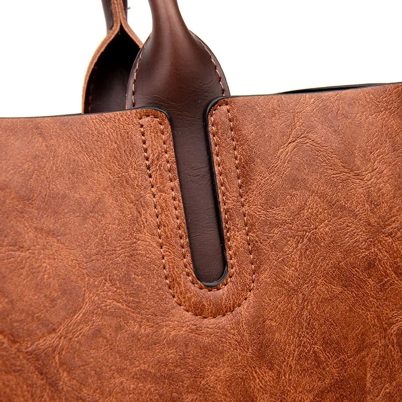 Vintage Olie Huid Lederen Grote Casual Tote Vrouwen Tassen Vrouwen Handtassen Schouder Crossbody Tas Messenger Bags sac