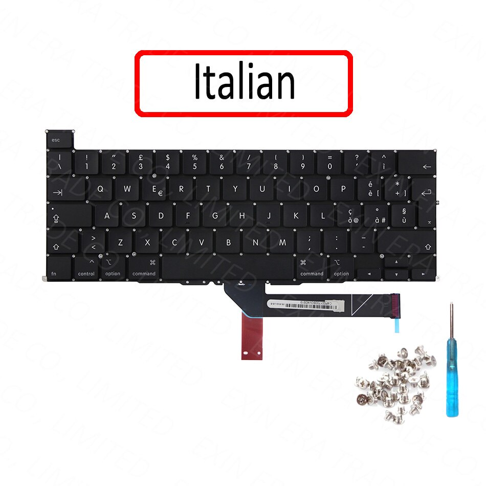 teclado A2141 EU UK US inglés FR francés ruso español alemán italiano danés para MacBook Pro Retina 16 "A2141 año: Italian