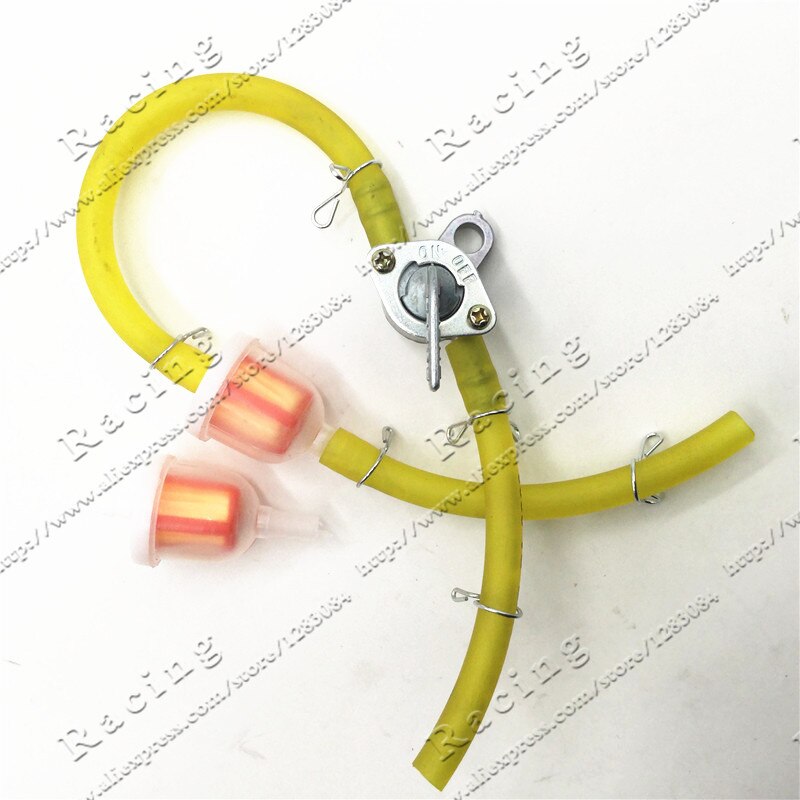 Brandstof Kranen Wtih Gas Slang Line Brandstoffilter Voor 47cc 49cc Chinese Mini Moto Quad ATV 4 Wheeler Dirt Pocket Bike Mini bromfiets: Yellow