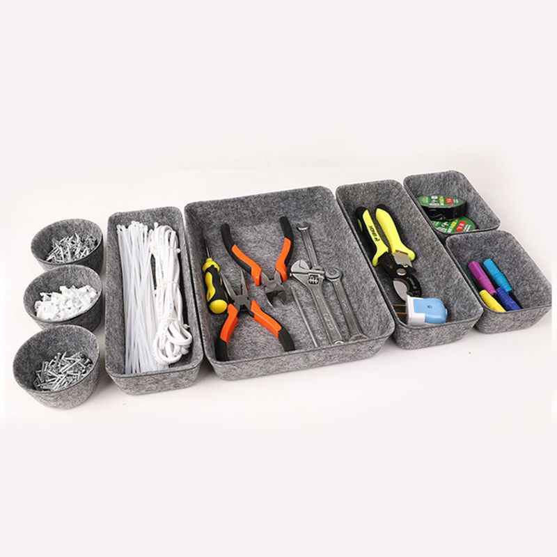 8 In 1 Felt Office Drawer Organizer Trays Drawers Organizers Bins Dividers Case