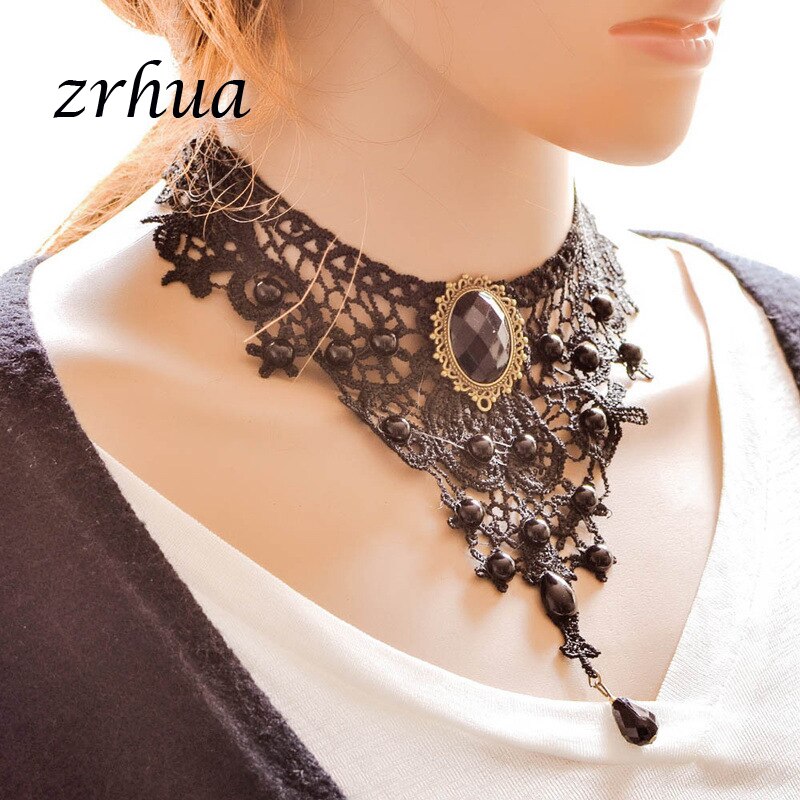 ZRHUA Charms Necklace Pendant Rainbow Heart Choker For Women Jewelry Stylish Multi-Layer Single Necklaces: lace choker